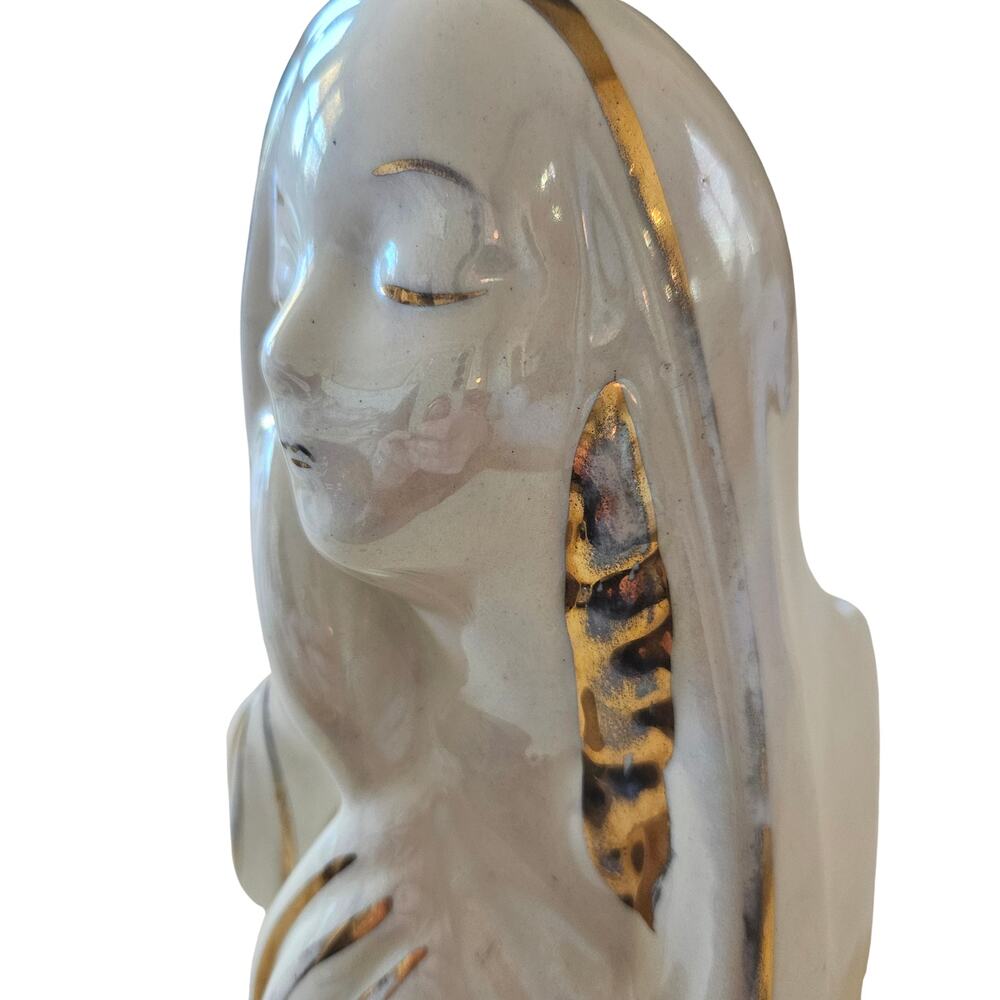 Vintage Madonna Bust Planter Lady Head Vase Religious Planter - Picture 3 of 11